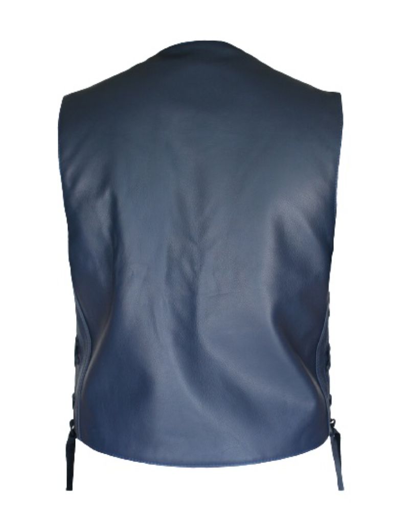 Men Navy Blue Leather Stylish Vest