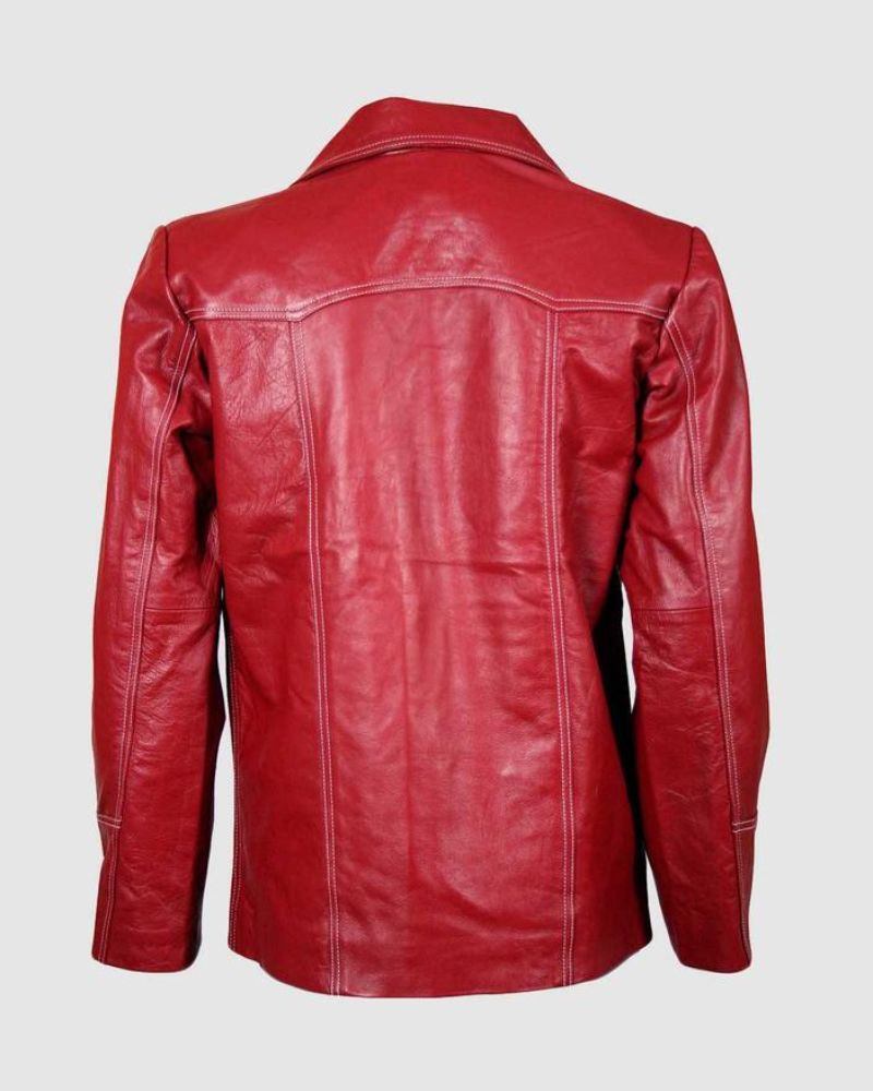 Shop Button style Men Red Leather Blazer Men- visit Torse Jacket