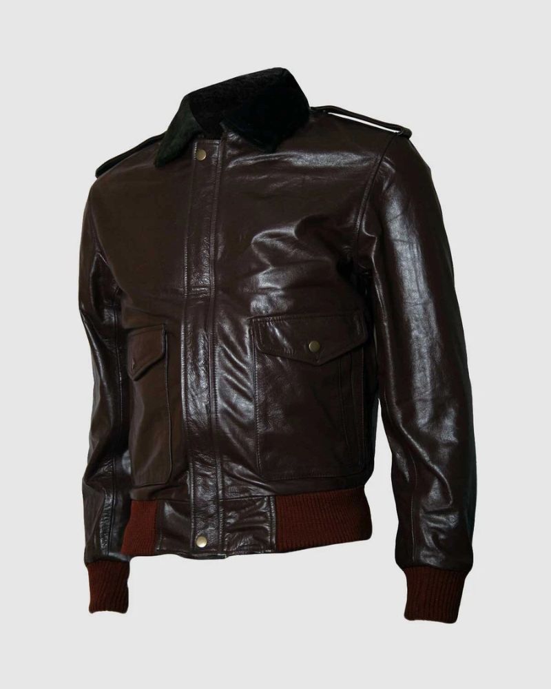 Men Vintage motorcycle Brown Leather Jacket
