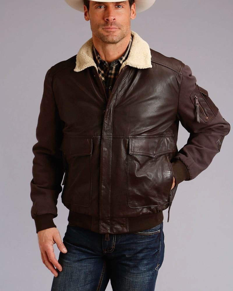 Mens Dark Brown Leather Cowboy Jacket 