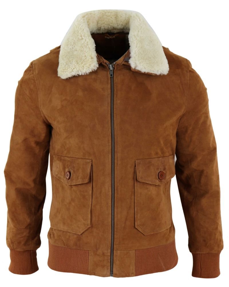 Mens Suede Varsity Bomber Jacket 