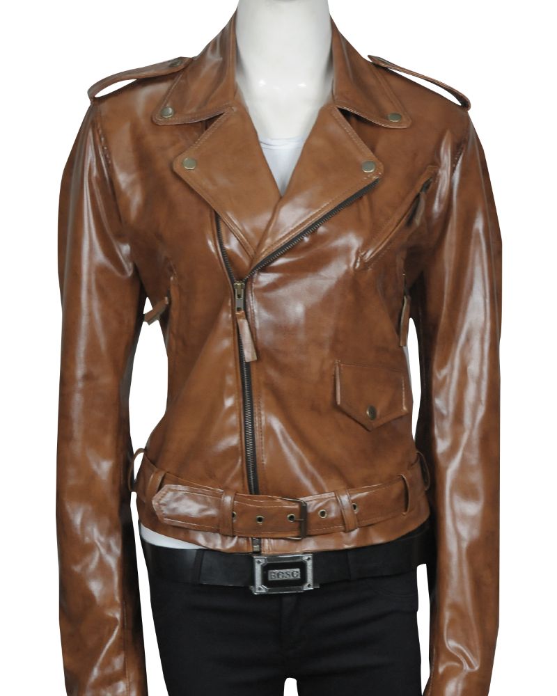 Chocolate Brown Female Leather Jacket