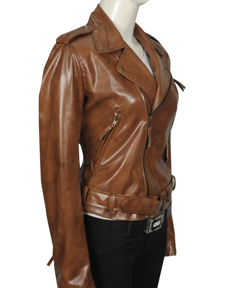 Chocolate Brown Female Leather Jacket