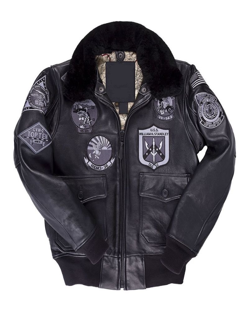 Men Black Top Gun Leather Jacket