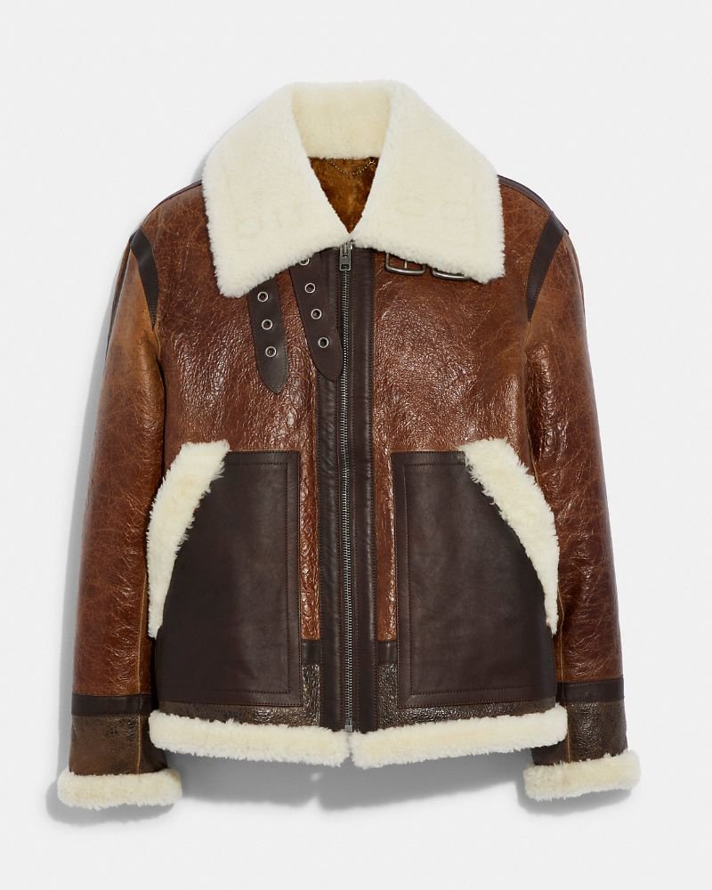 Men Aviator lamb shearling men Jacket