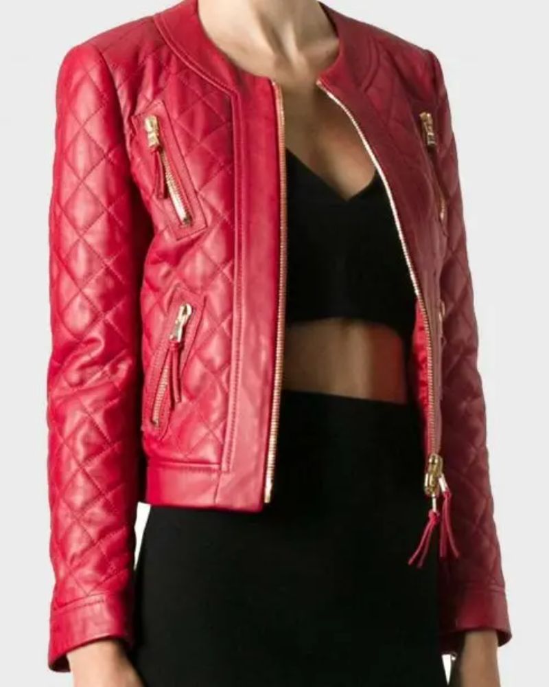 Womens Quilted Red Jacket