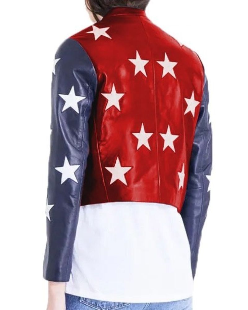 cropped American flag jacket for women