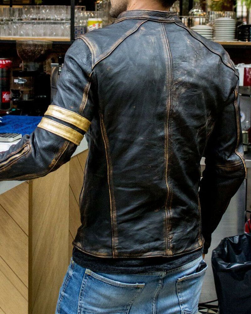 Men's Black Biker Vintage biker Distressed  Leather Jacket