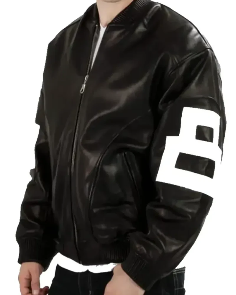 Men’s 8 Ball Black Leather Jacket – David Puddy Edition