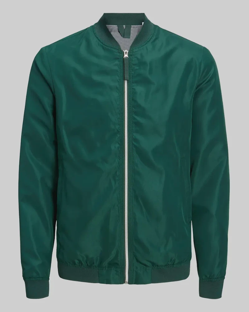 Teal Satin Bomber Jacket Inspired by Andrew Tate – Trendy & Lightweight