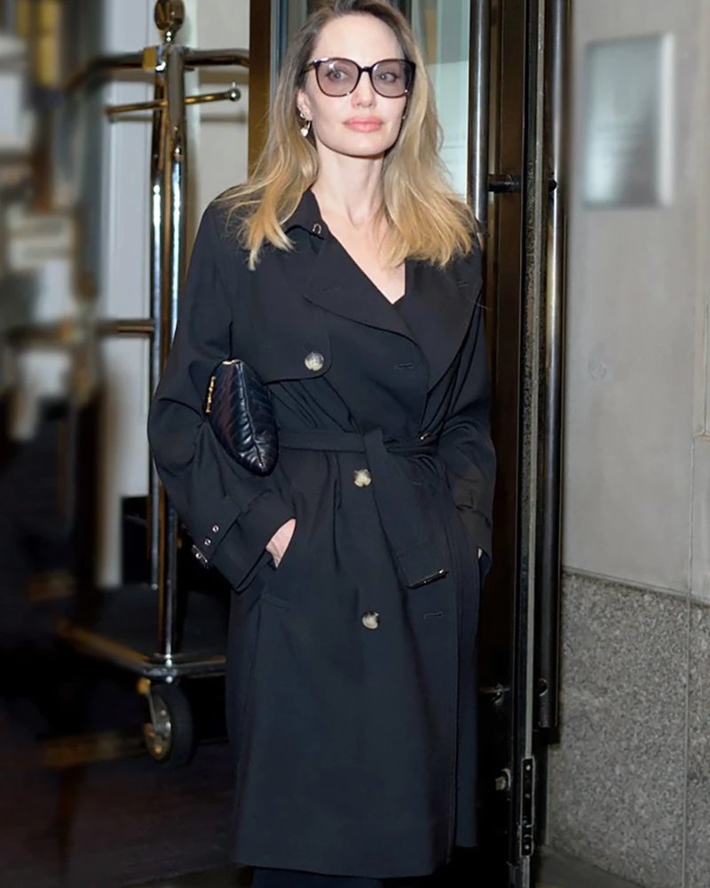 Unveiling the Drama Angelina Jolie's Signature Black Long Coat