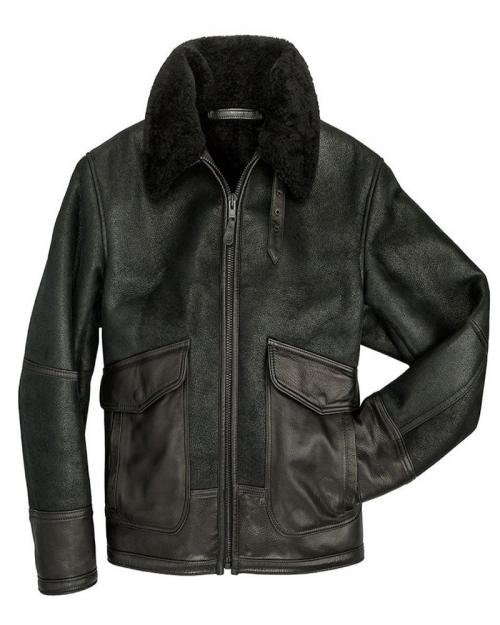 Aviator B3 Black Leather Shearling Collar Jacket