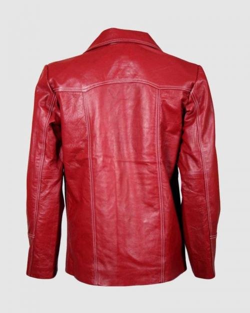 Foure Button Men Red Leatehr Blazer For Men