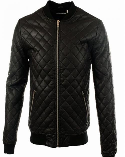 Black Quilted Bomber Jacket