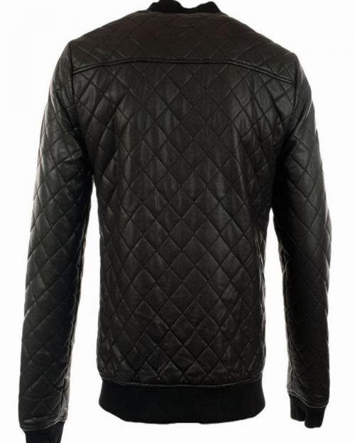 Black Quilted Bomber Jacket