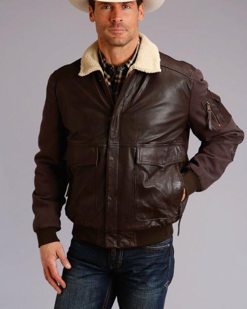 Mens Dark Brown Leather Cowboy Jacket 