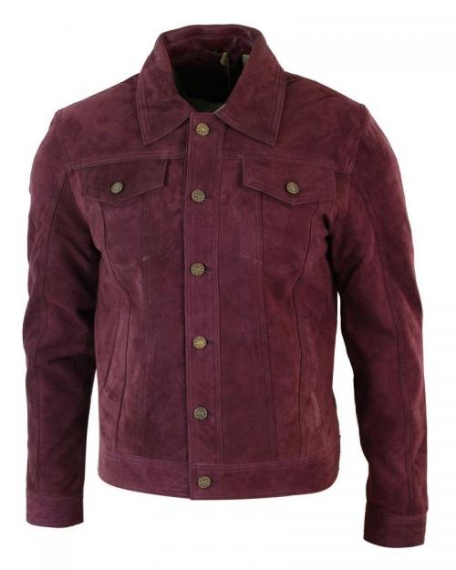 Burgundy Suede Men Jacket