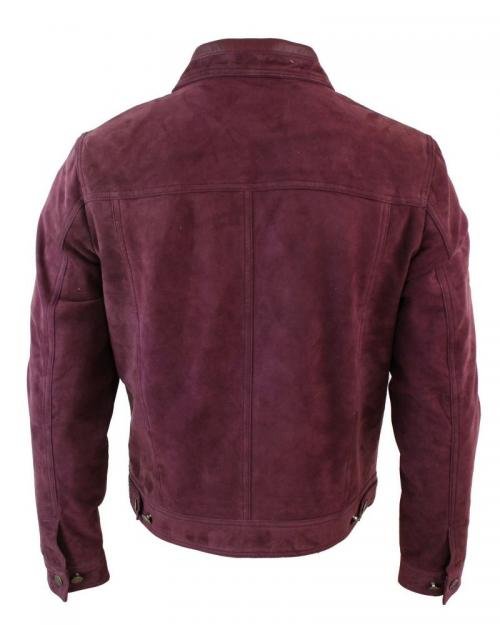 Burgundy Suede Leather Mens Vintage Jacket