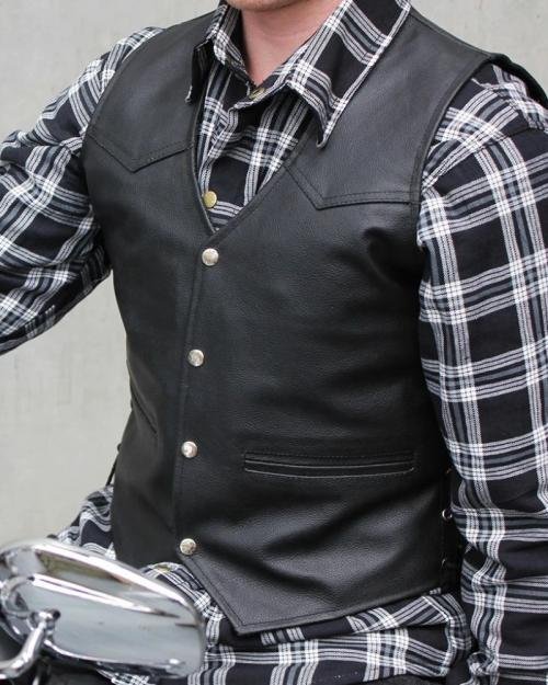 Black Real Leather Vest