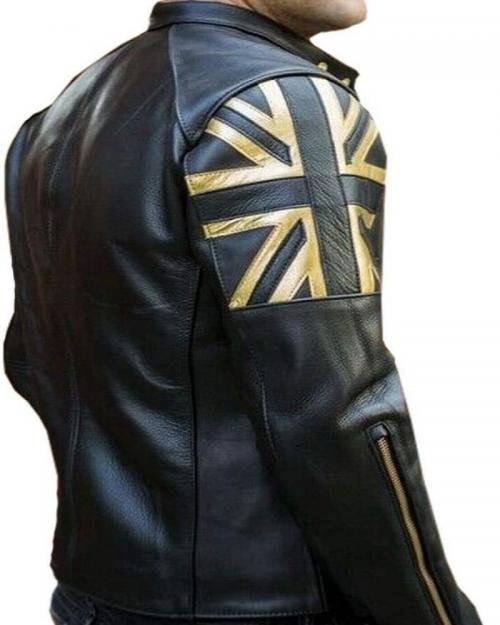  Men's UK Flag TJ Vintage Biker Union Jack Biker Jacket
