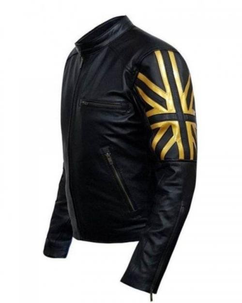 Latest design Men's Biker Black UK Flag Leather Jacket