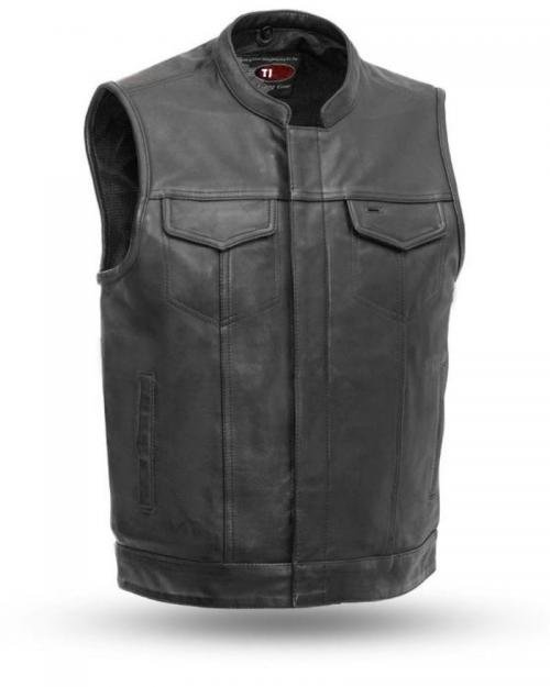 Naked Cowhide Black Leather Vest 