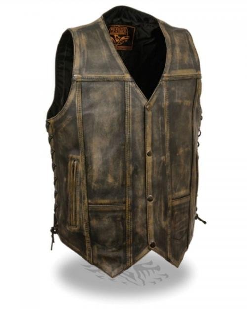 Distressed Brown Biker Vests