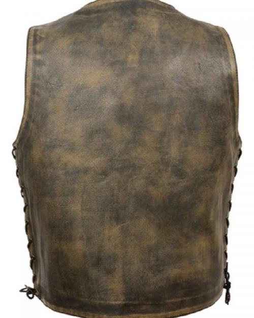 Distressed Brown Biker Vests