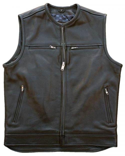 TJ Black Leather Club Motorcycle Vest