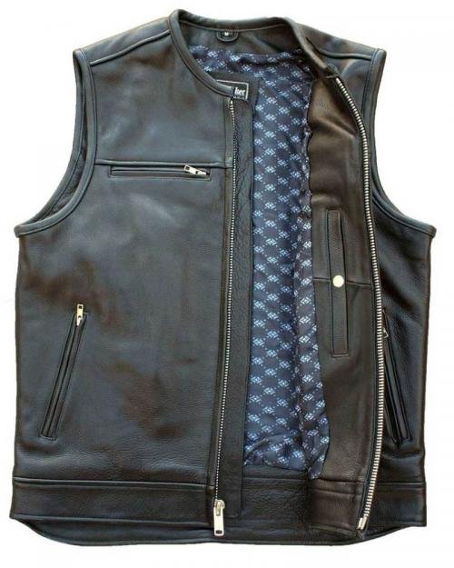 Black Leather Club Motorcycle Vest