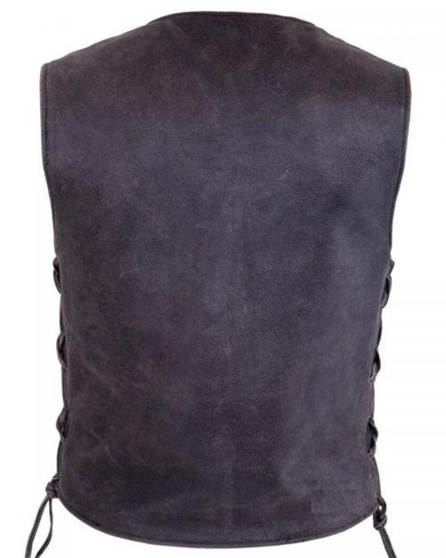 Men Distressed Leather Biker Vest
