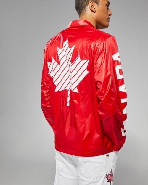 Canadian Flag Men Fux Leather jacket