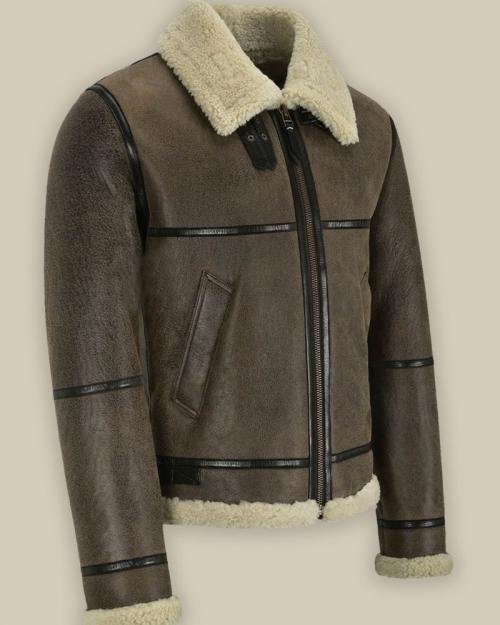 Men B3 Brown Air Force Shearling Leather Jacket