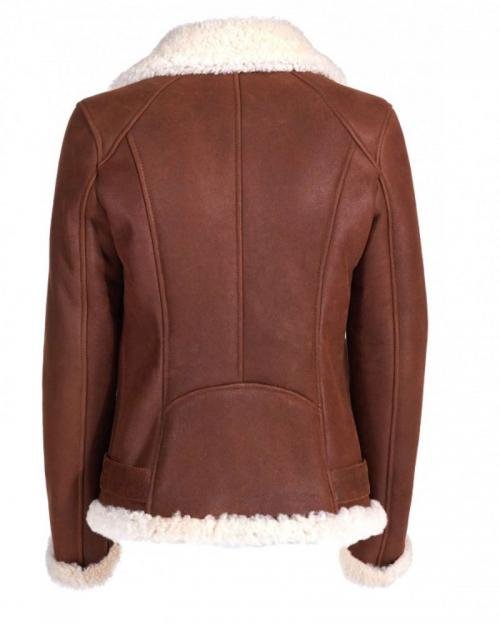  Cross Zip Real Shearling Sheepskin Leather Jacket