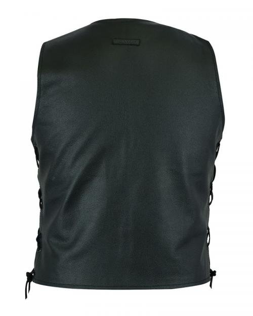 Men biker Black Leather Vest