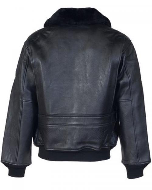 Men G1 Flight Bomber Black Leather Jacket