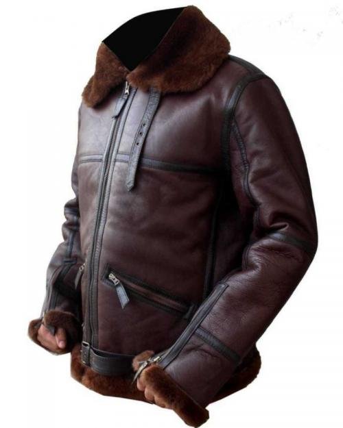 Men Aviator Bomber Leather Jacket