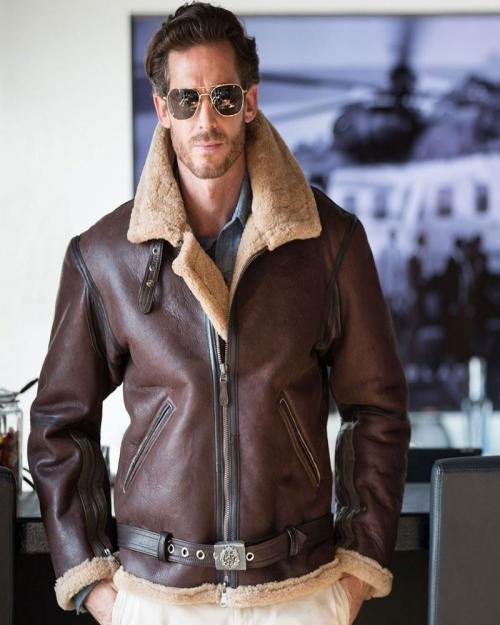 Men RAF Fighter Dark Brown Bomber Jacket