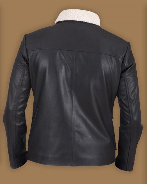 Men Black Shearling Leather Jacket