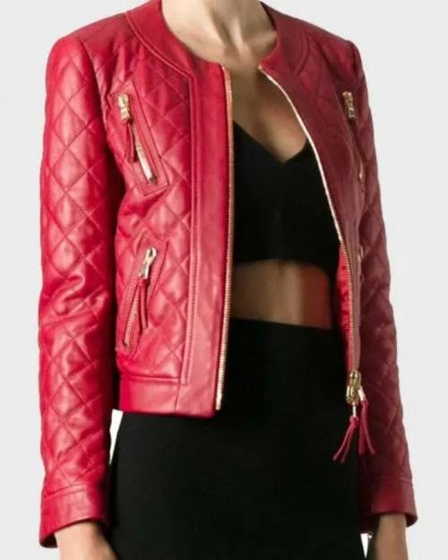Womens Quilted Red Jacket