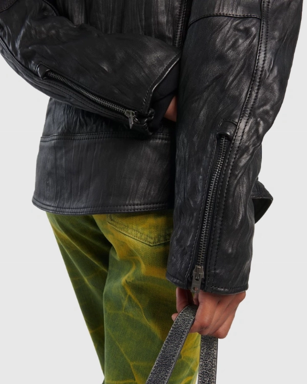 Coachella Megan Fox Black Oversized Leather Jacket