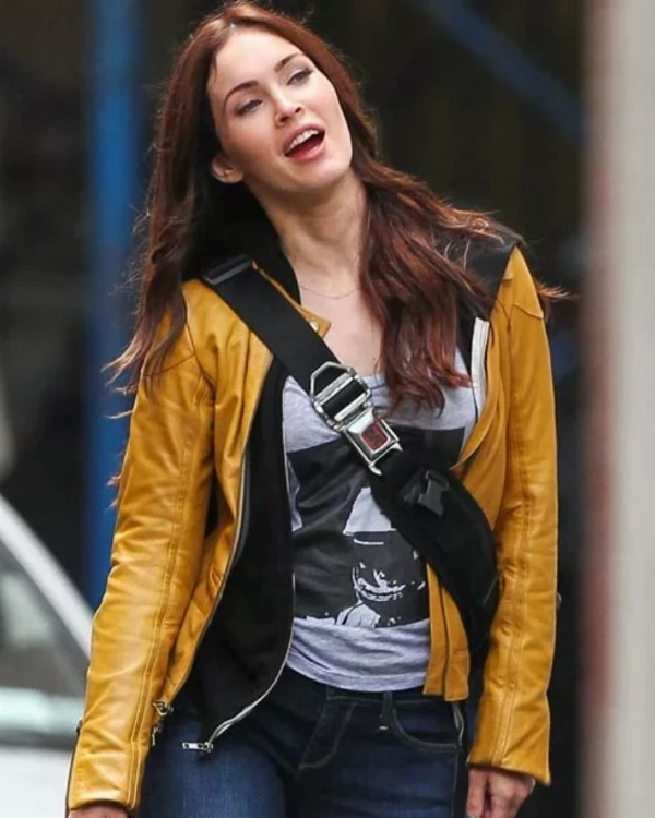 Authentic Megan Fox TMNT Yellow Leather Jacket  Trendy & Durable
