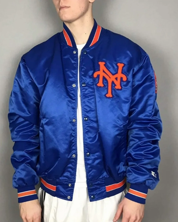 Stylish Blue Satin Varsity Jacket  Final Clearance