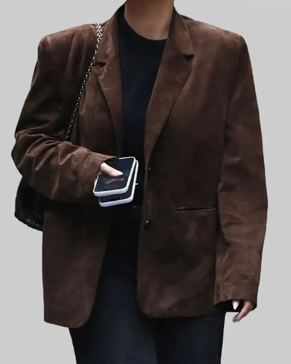 Elegant Women’s Brown Suede Blazer  Molly Mae Hague Collection