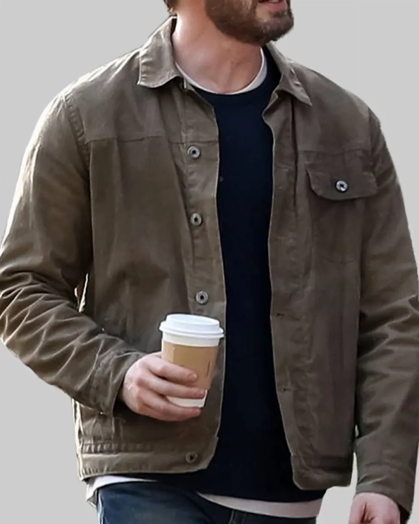 Ghosted Brown Leather Jacket Worn by Chris Evans  Rugged & Stylish