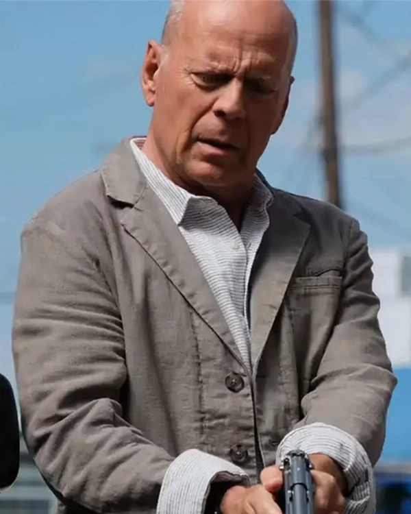 Men’s Assassin Grey Jacket Worn by Bruce Willis  Premium Leather Outerwear
