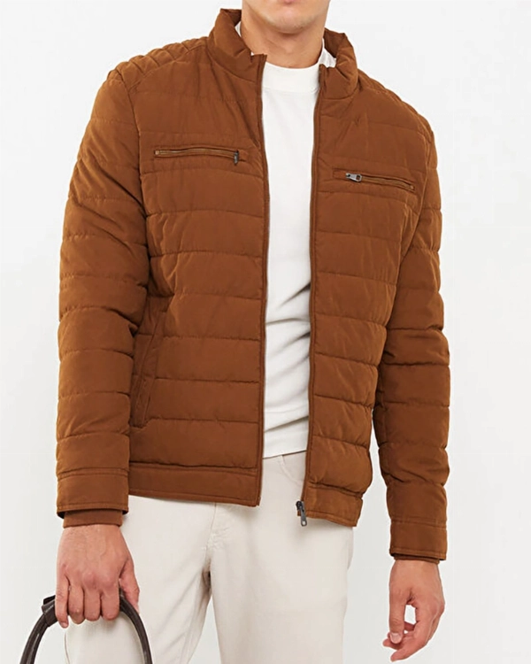Iconic Western Brown Puffer Jacket  Quilted Cotton Jacket For Men