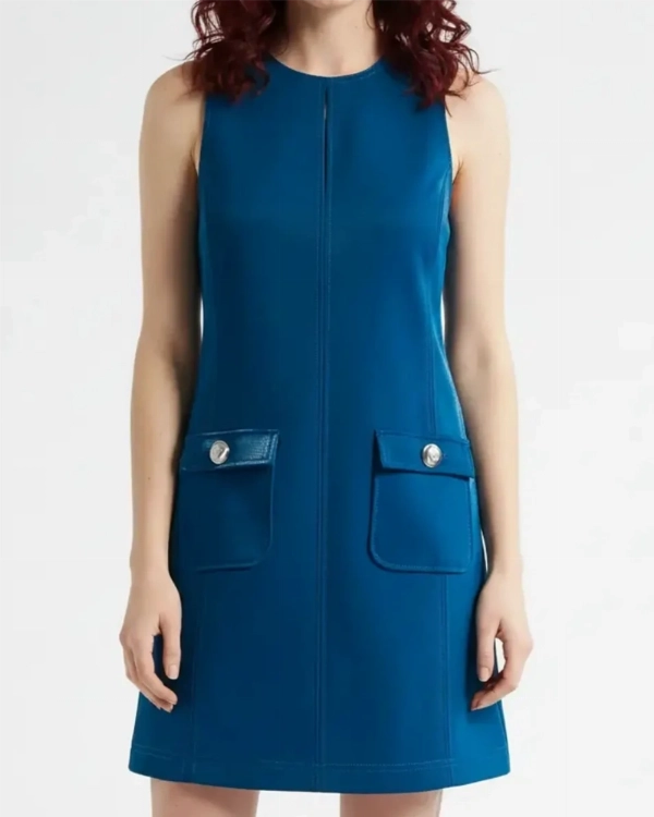 Selena Gomez Inspired Blue Leather Dress  Stylish TV Series Fashion