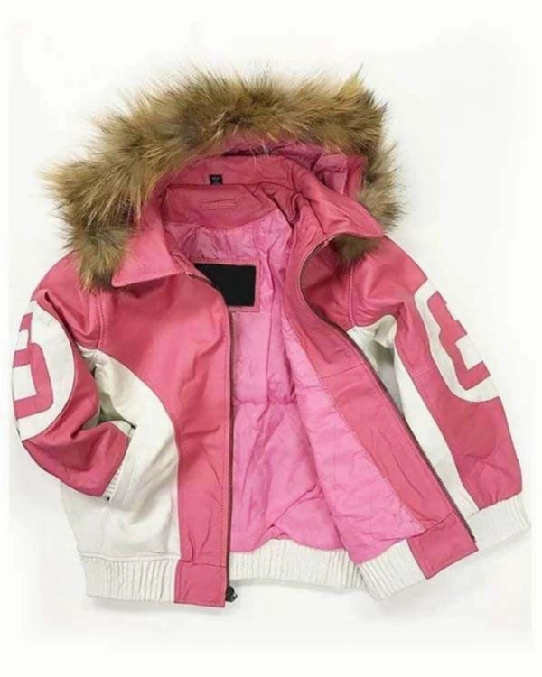 8 Ball Pink Hooded Jacket  Retro Streetwear Style Urban Fashion Outerwear