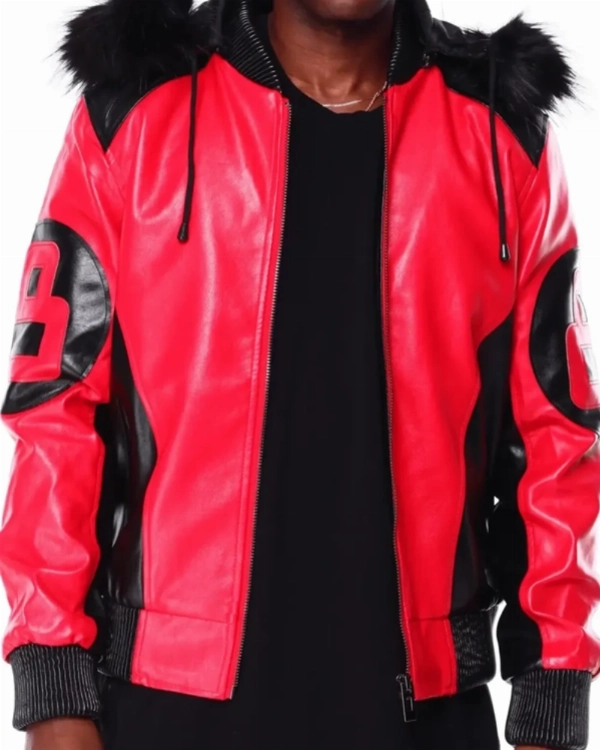Men’s Scarlet 8 Ball Leather Hoodie  Urban Statement Piece